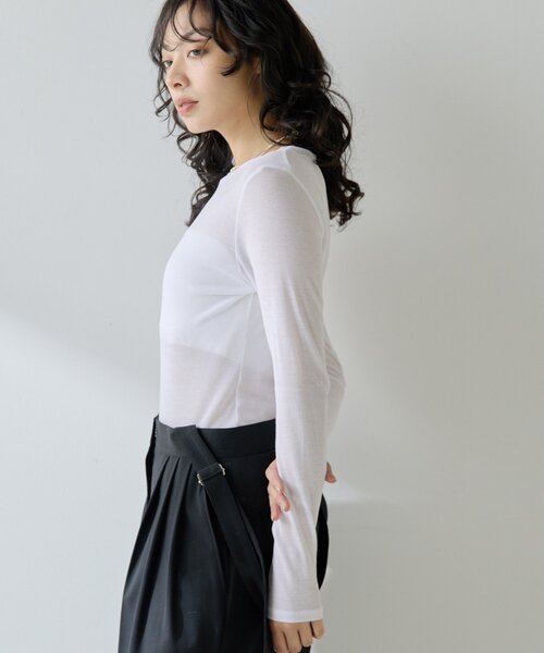 Whim Gazette（ウィムガゼット）の「フライスプルオーバー（Tシャツ/カットソー・レディース・オフホワイト/ブラック/ライトベージュ・FREE）」の9枚目の写真