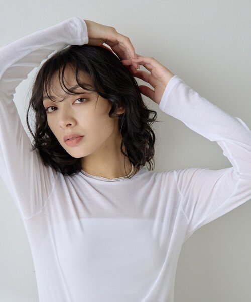 Whim Gazette（ウィムガゼット）の「フライスプルオーバー（Tシャツ/カットソー・レディース・オフホワイト/ブラック/ライトベージュ・FREE）」の12枚目の写真