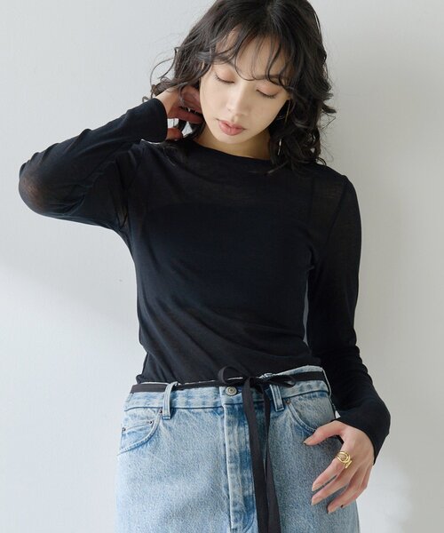 Whim Gazette（ウィムガゼット）の「フライスプルオーバー（Tシャツ/カットソー・レディース・オフホワイト/ブラック/ライトベージュ・FREE）」の17枚目の写真