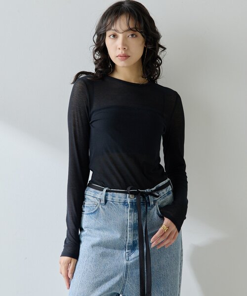 Whim Gazette（ウィムガゼット）の「フライスプルオーバー（Tシャツ/カットソー・レディース・オフホワイト/ブラック/ライトベージュ・FREE）」の18枚目の写真