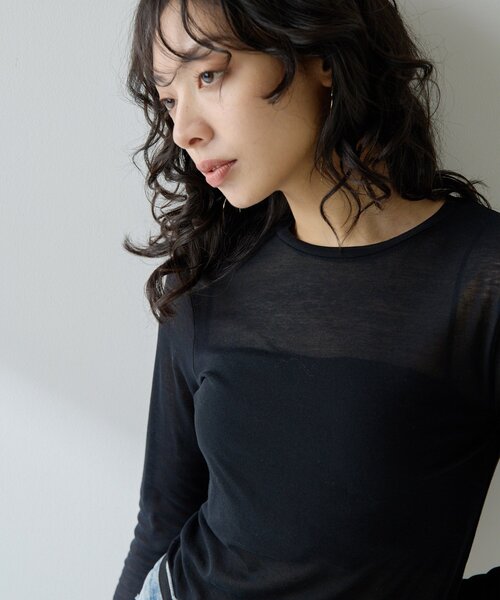 Whim Gazette（ウィムガゼット）の「フライスプルオーバー（Tシャツ/カットソー・レディース・オフホワイト/ブラック/ライトベージュ・FREE）」の19枚目の写真