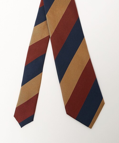 green label relaxing(グリーンレーベルリラクシング)の「GLR シルク① 8.0cm ストライプ1 ネクタイ(ネクタイ・メンズ・ネイビー/ベージュ・FREE)」の3枚目の写真