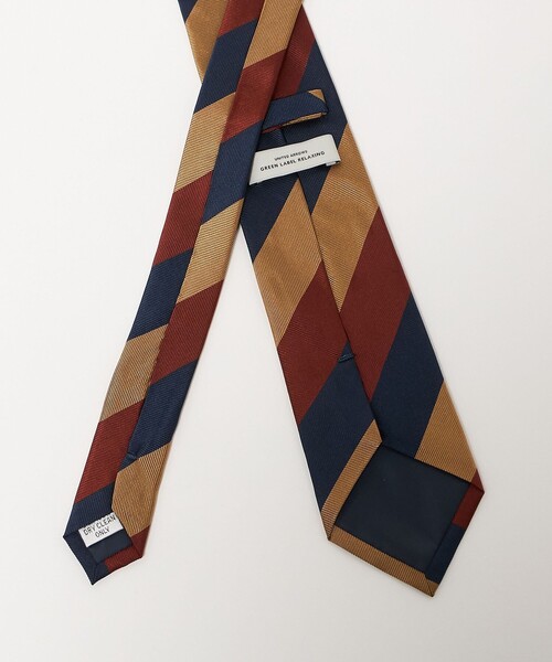 green label relaxing(グリーンレーベルリラクシング)の「GLR シルク① 8.0cm ストライプ1 ネクタイ(ネクタイ・メンズ・ネイビー/ベージュ・FREE)」の4枚目の写真