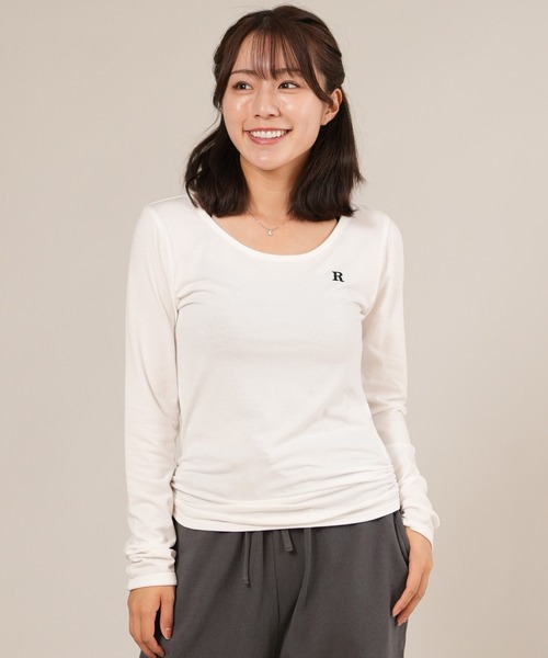 ムラサキスポーツ(ムラサキスポーツ)の「RIKKA FEMME/リッカファム ロンT ギャザー RF25FW02(Tシャツ/カットソー・レディース・ホワイト/グレー・M/L/S/M)」の4枚目の写真