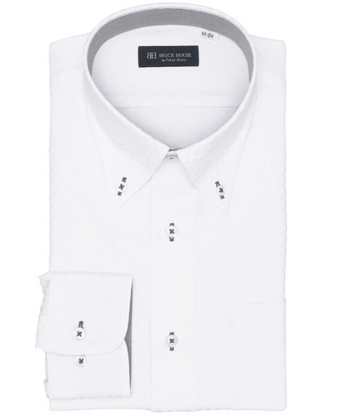 TOKYO SHIRTS(トウキョウシャツ)の「【吸水速乾】【COFREX】形態安定ノンアイロン ボタンダウン 長袖ビジネスワイシャツ(ビジネスシャツ・メンズ・ホワイト・首回り39cm-裄丈84cm/首回り39cm-裄丈80cm/首回り43cm-裄丈86cm/首回り43cm-裄丈82cm/首回り42cm-裄丈86cm/首回り42cm-裄丈82cm/首回り41cm-裄丈86cm/首回り41cm-裄丈82cm/首回り37cm-裄丈80cm)」の1枚目の写真