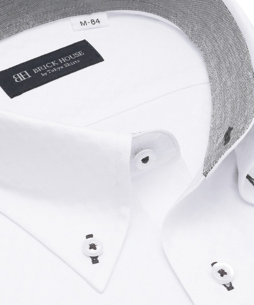 TOKYO SHIRTS(トウキョウシャツ)の「【吸水速乾】【COFREX】形態安定ノンアイロン ボタンダウン 長袖ビジネスワイシャツ(ビジネスシャツ・メンズ・ホワイト・首回り39cm-裄丈84cm/首回り39cm-裄丈80cm/首回り43cm-裄丈86cm/首回り43cm-裄丈82cm/首回り42cm-裄丈86cm/首回り42cm-裄丈82cm/首回り41cm-裄丈86cm/首回り41cm-裄丈82cm/首回り37cm-裄丈80cm)」の2枚目の写真