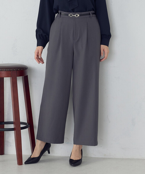 COMME CA ISM（コムサイズム）の「【美しいベーシックパンツ】ポリエステルレーヨンストレッチ　ワイドパンツ（その他パンツ・レディース・ブラック/ベージュ系その他/グレー系その他/チャコール・LARGE/MEDIUM/SMALL/X-SMALL/X-LARGE）」の3枚目の写真