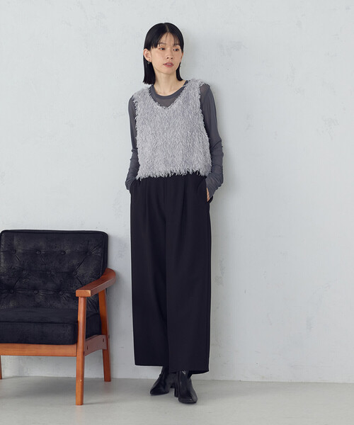 COMME CA ISM（コムサイズム）の「【美しいベーシックパンツ】ポリエステルレーヨンストレッチ　ワイドパンツ（その他パンツ・レディース・ブラック/ベージュ系その他/グレー系その他/チャコール・LARGE/MEDIUM/SMALL/X-SMALL/X-LARGE）」の13枚目の写真