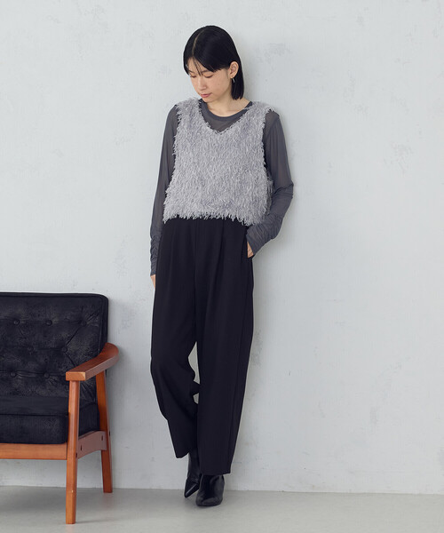 COMME CA ISM（コムサイズム）の「【美しいベーシックパンツ】ポリエステルレーヨンストレッチ　ワイドパンツ（その他パンツ・レディース・ブラック/ベージュ系その他/グレー系その他/チャコール・LARGE/MEDIUM/SMALL/X-SMALL/X-LARGE）」の14枚目の写真