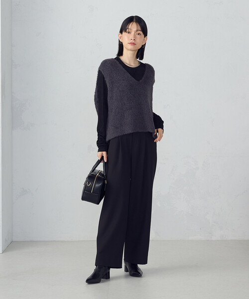 COMME CA ISM（コムサイズム）の「【美しいベーシックパンツ】ポリエステルレーヨンストレッチ　ワイドパンツ（その他パンツ・レディース・ブラック/ベージュ系その他/グレー系その他/チャコール・LARGE/MEDIUM/SMALL/X-SMALL/X-LARGE）」の15枚目の写真