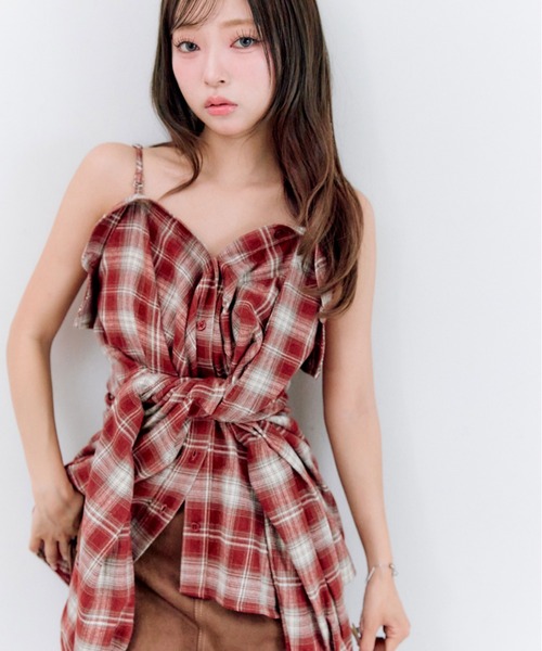 OLIVE des OLIVE（オリーブデオリーブ）の「３wayビッグシャツ（シャツ/ブラウス・レディース・ブラック/ネイビー/レッド・FREE）」の3枚目の写真