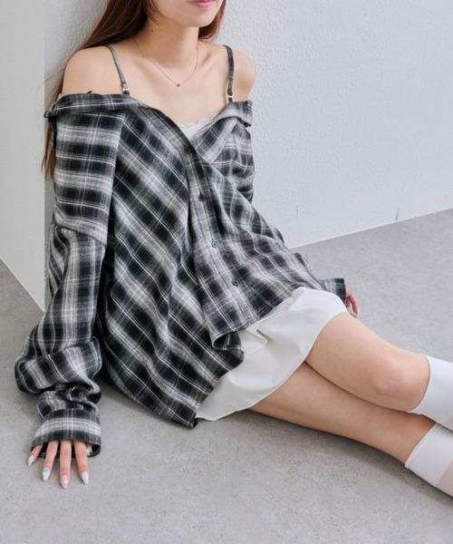 OLIVE des OLIVE（オリーブデオリーブ）の「３wayビッグシャツ（シャツ/ブラウス・レディース・ブラック/ネイビー/レッド・FREE）」の15枚目の写真