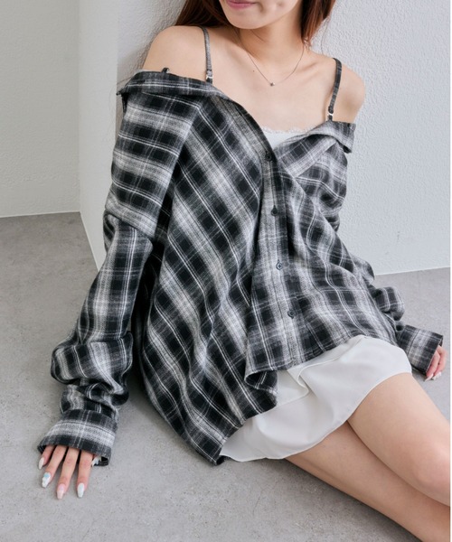 OLIVE des OLIVE（オリーブデオリーブ）の「３wayビッグシャツ（シャツ/ブラウス・レディース・ブラック/ネイビー/レッド・FREE）」の16枚目の写真
