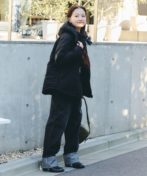 小*️様 リバーシブル　フード付き黒ダウンジャケット リバーシブル フード付き ダウン ジャケット（ダウンジャケット/コート