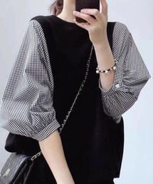 ドッキングトップス クルーネックブラウス