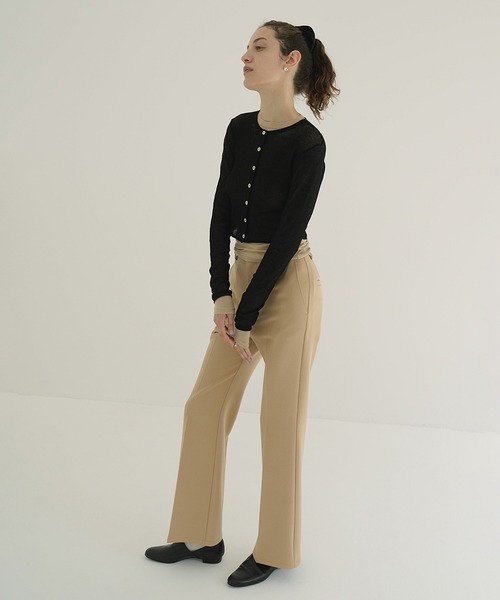 CLANE（クラネ）の「SHEER ROLLED EDGE KNIT CARDIGAN（カーディガン/ボレロ・レディース・アイボリー/ブラック/ミント・1/2）」の17枚目の写真