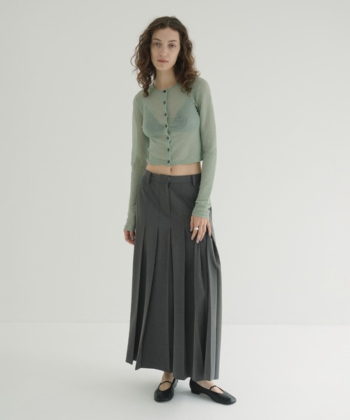 CLANE（クラネ）の「SHEER ROLLED EDGE KNIT CARDIGAN（カーディガン/ボレロ・レディース・アイボリー/ブラック/ミント・1/2）」の21枚目の写真