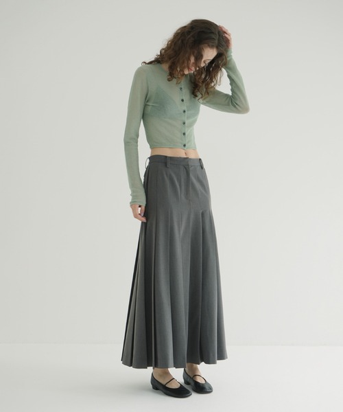 CLANE（クラネ）の「SHEER ROLLED EDGE KNIT CARDIGAN（カーディガン/ボレロ・レディース・アイボリー/ブラック/ミント・1/2）」の22枚目の写真