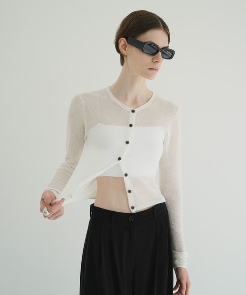 セール】SHEER ROLLED EDGE KNIT CARDIGAN（カーディガン/ボレロ