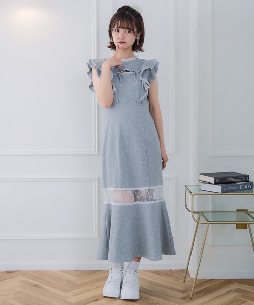 couture BY ROJITA（クチュールバイロジータ）の「肩フリルスウエットロングワンピース（ワンピース・レディース・ブラック/ピンク/グレー・FREE）」の10枚目の写真