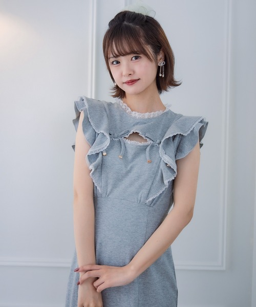 couture BY ROJITA（クチュールバイロジータ）の「肩フリルスウエットロングワンピース（ワンピース・レディース・ブラック/ピンク/グレー・FREE）」の21枚目の写真