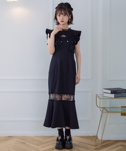 couture BY ROJITA（クチュールバイロジータ）の「肩フリルスウエットロングワンピース（ワンピース・レディース・ブラック/ピンク/グレー・FREE）」の4枚目の写真