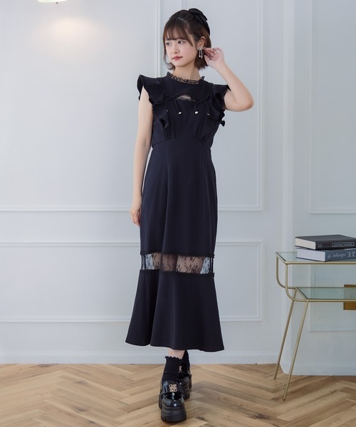 couture BY ROJITA（クチュールバイロジータ）の「肩フリルスウエットロングワンピース（ワンピース・レディース・ブラック/ピンク/グレー・FREE）」の5枚目の写真