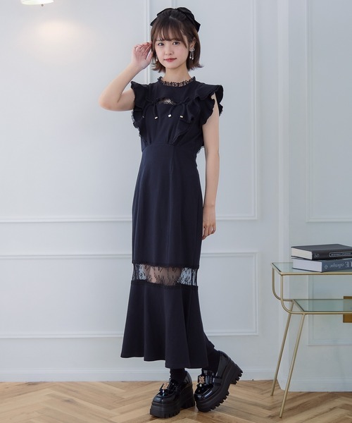 couture BY ROJITA（クチュールバイロジータ）の「肩フリルスウエットロングワンピース（ワンピース・レディース・ブラック/ピンク/グレー・FREE）」の6枚目の写真