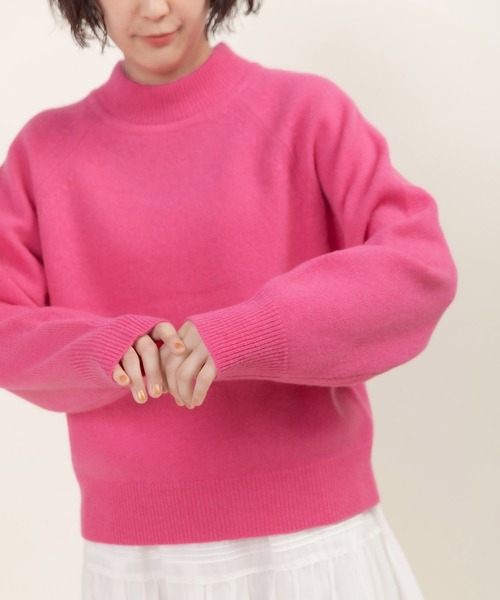 CHILD WOMAN（チャイルドウーマン）の「2/15ラムウール ハイネックプルオーバー（ニット/セーター・レディース・イエロー/ネイビー/ピンク/グリーン/レッド/ブルー/アイボリー・FREE）」の6枚目の写真