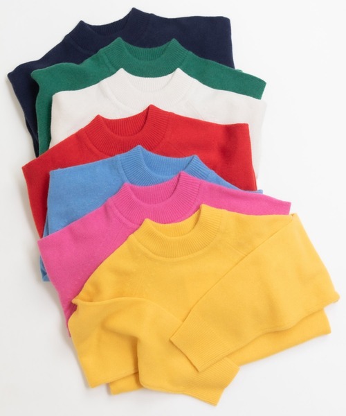 CHILD WOMAN（チャイルドウーマン）の「2/15ラムウール ハイネックプルオーバー（ニット/セーター・レディース・イエロー/ネイビー/ピンク/グリーン/レッド/ブルー/アイボリー・FREE）」の5枚目の写真