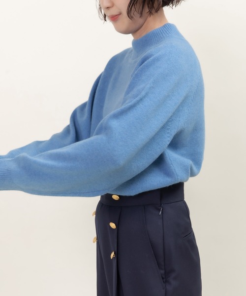 CHILD WOMAN（チャイルドウーマン）の「2/15ラムウール ハイネックプルオーバー（ニット/セーター・レディース・イエロー/ネイビー/ピンク/グリーン/レッド/ブルー/アイボリー・FREE）」の4枚目の写真