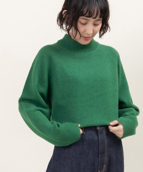 CHILD WOMAN（チャイルドウーマン）の「2/15ラムウール ハイネックプルオーバー（ニット/セーター・レディース・イエロー/ネイビー/ピンク/グリーン/レッド/ブルー/アイボリー・FREE）」の3枚目の写真