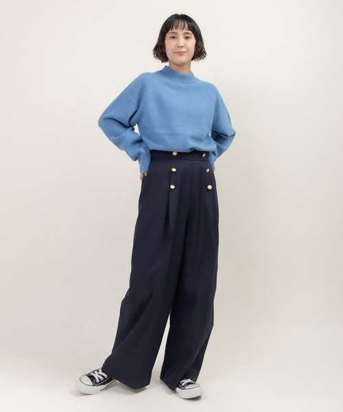 CHILD WOMAN（チャイルドウーマン）の「2/15ラムウール ハイネックプルオーバー（ニット/セーター・レディース・イエロー/ネイビー/ピンク/グリーン/レッド/ブルー/アイボリー・FREE）」の17枚目の写真