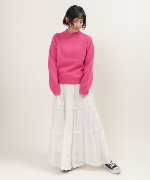 CHILD WOMAN（チャイルドウーマン）の「2/15ラムウール ハイネックプルオーバー（ニット/セーター・レディース・イエロー/ネイビー/ピンク/グリーン/レッド/ブルー/アイボリー・FREE）」の12枚目の写真