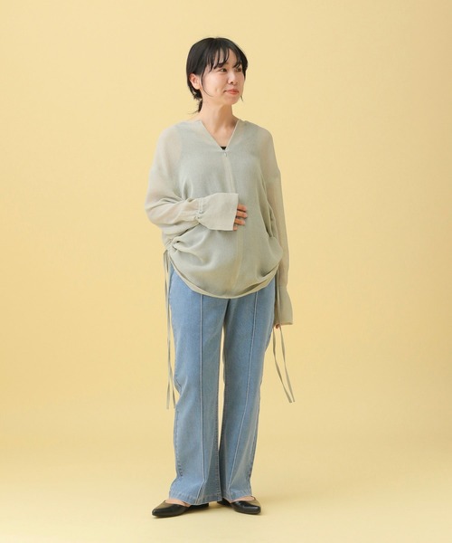 LEPSIM（レプシィム）の「【産前・産後対応】マタニティ／ピンタックデニムフレアパンツ　576454（その他パンツ・レディース・ブルー/ライトブルー・FREE）」の4枚目の写真