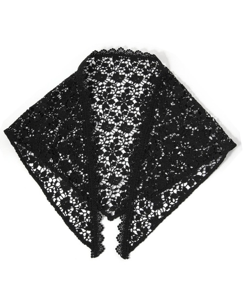 LOWRYS FARM(ローリーズファーム)の「レーススカーフ 579518(バンダナ/スカーフ・レディース・ブラック/オフホワイト・FREE)」の2枚目の写真