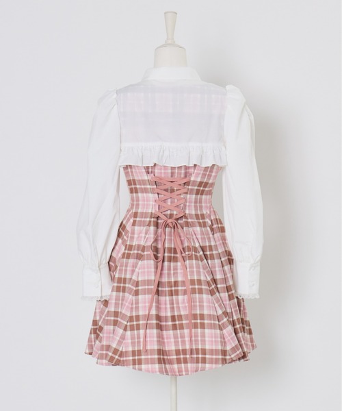 mellfy memory(メルフィーメモリー)の「Melty Cafe Check ワンピース(ワンピース・レディース・ピンク/グレー・M/S)」の6枚目の写真
