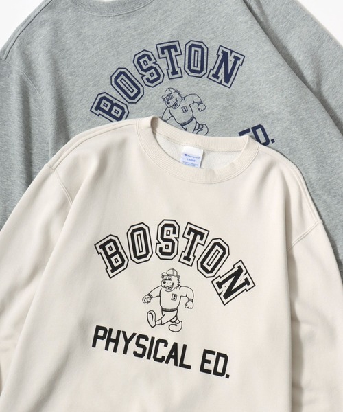 Champion(チャンピオン)の「Champion/チャンピオン コットンUSA 裏毛 カレッジロゴ スウェット トレーナー/レディース メンズ(スウェット・メンズ・ダークグリーン/グレー/ネイビー/スミクロ/オートミール/ブルー系その他/オフホワイト/ホワイト系その他/ライトイエロー/ブラック系その他・M/L/XL)」の2枚目の写真