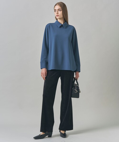 マラボーテWジョーゼット ボウタイ付きシャツカラートップス（Tシャツ