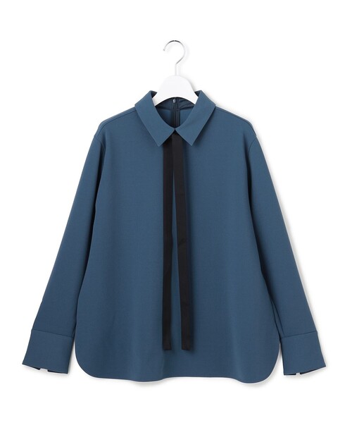 マラボーテWジョーゼット ボウタイ付きシャツカラートップス（Tシャツ