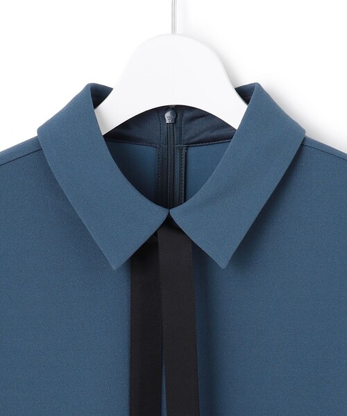 マラボーテWジョーゼット ボウタイ付きシャツカラートップス（Tシャツ