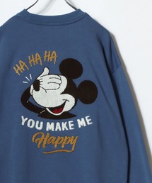 Disney /ディズニー ミッキー/ミニー オーバーサイズ 裏毛 レトロプリント サガラ刺繍 クルーネックスウェットトレーナー