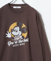 Disney（ディズニー）の「2025AW Disney /ディズニー ミッキー/ミニー オーバーサイズ 裏毛 レトロプリント サガラ刺繍 クルーネックスウェットトレーナー（スウェット）」