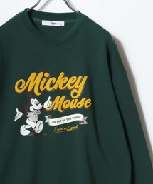 Disney /ディズニー ミッキー/ミニー オーバーサイズ 裏毛 レトロプリント サガラ刺繍 クルーネックスウェットトレーナー