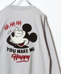 Disney /ディズニー ミッキー/ミニー オーバーサイズ 裏毛 レトロプリント サガラ刺繍 クルーネックスウェットトレーナー