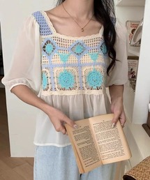 LETee（レティー）の「クロシェドッキングシフォントップス（その他トップス・レディース）」