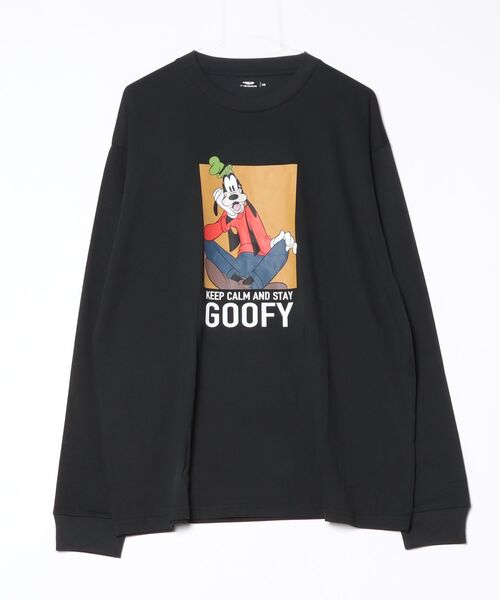 Disney（ディズニー）の「ディズニー  ロングTシャツ グーフィー（Tシャツ/カットソー・メンズ・ホワイト/ブラック・S/M/L/LL/3L）」の2枚目の写真
