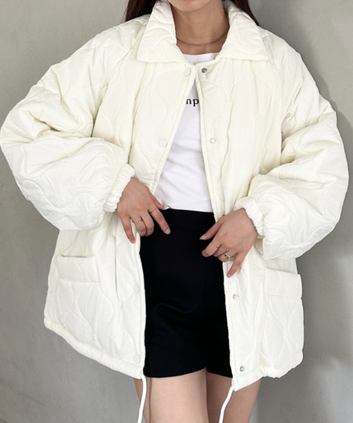 wears(ウェアーズ)の「オーバーシルエットモンスターキルティングコート 裏ボアアウター(ミリタリージャケット・レディース・ミント/オリーブ/ブラック/ピンク/ホワイト・FREE)」の1枚目の写真