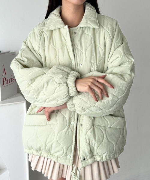 wears(ウェアーズ)の「オーバーシルエットモンスターキルティングコート 裏ボアアウター(ミリタリージャケット・レディース・ミント/オリーブ/ブラック/ピンク/ホワイト・FREE)」の21枚目の写真
