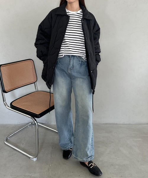 wears(ウェアーズ)の「オーバーシルエットモンスターキルティングコート 裏ボアアウター(ミリタリージャケット・レディース・ミント/オリーブ/ブラック/ピンク/ホワイト・FREE)」の13枚目の写真
